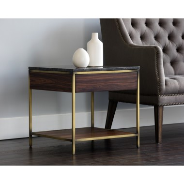 Sunpan Stamos End Table - Gold - Zebra Brown - Lifestyle