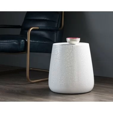 SUNPAN Rollo Side Table - White And Black Crackle, Lifestyle 