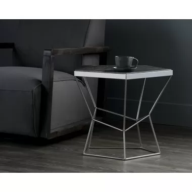 Sunpan Nathaniel End Table - Grey Marble - Lifestyle