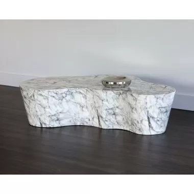 Sunpan Ava Coffee Table - White Angled - Lifestyle