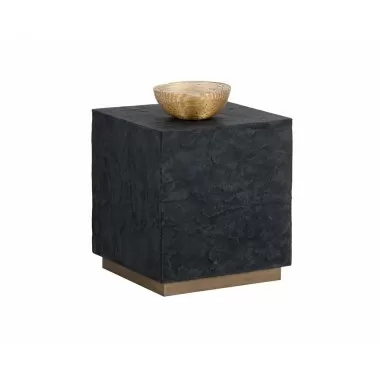 Sunpan Newbury Side Table - Black Slate - Angled View