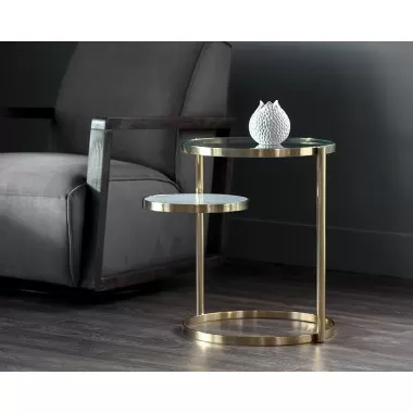 Sunpan Helica Side Table - Brass - Lifestyle
