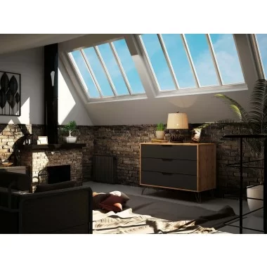 Manhattan Comfort Rockefeller 3-Drawer Grey Dresser (Set of 2)