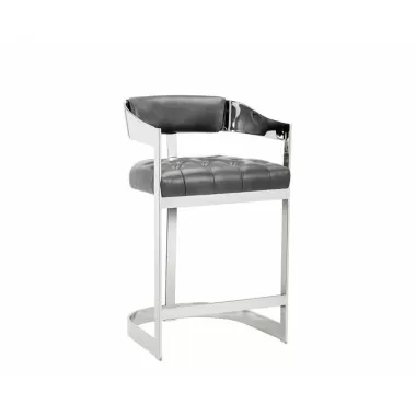 Sunpan Beaumont Counter Stool - Stainless Steel - Cantina Magnetite - Angled 