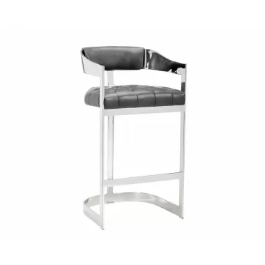 Sunpan Beaumont Barstool - Stainless Steel - Cantina Magnetite - Angled