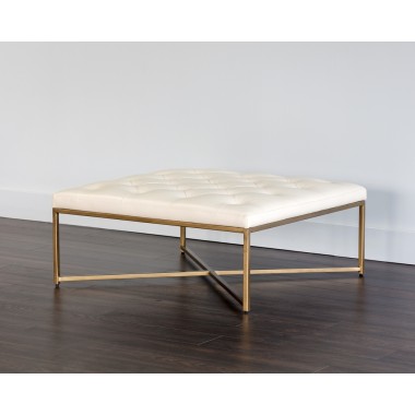 Endall Ottoman - Square - Vintage Vanilla Leather - Lifestyle