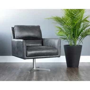 Sunpan Easton Swivel Lounge Chair - Marseille Black - Lifestyle