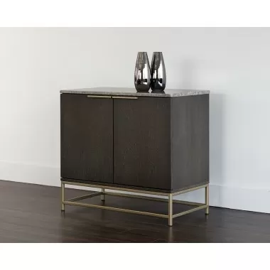 Sunpan Rebel Sideboard - Gold - Light Grey Marble / Charcoal Grey - Lifestyle