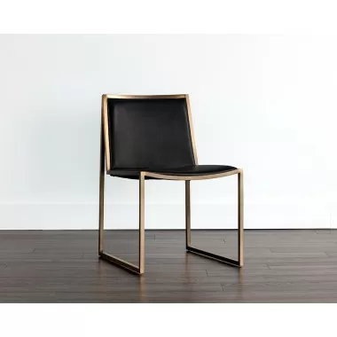 Blair Dining Chair - Antique Brass - Cantina Black - Angled View