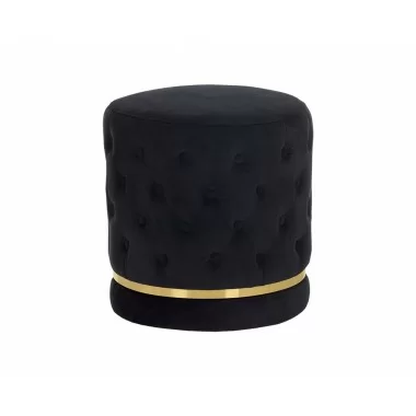 SUNPAN Nevada Swivel Ottoman - Abbington Black, Polo Club Muslin, Frontview