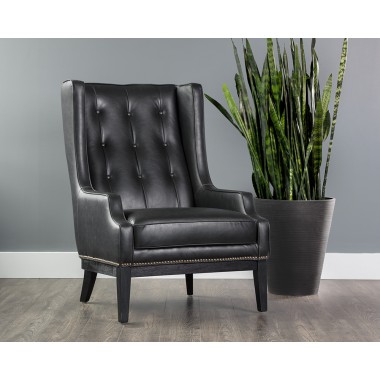 Sunpan Biblioteca Lounge Chair in Coal Black - Lifestyle