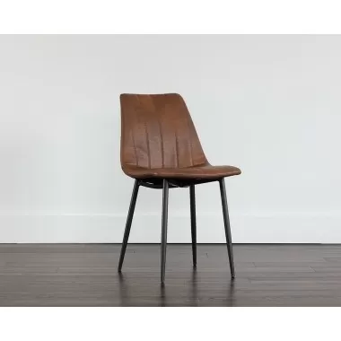 Sunpan Drew Dining Chair - Black - Bravo Cognac/Bravo Portabella/Light Grey - Lifestyle