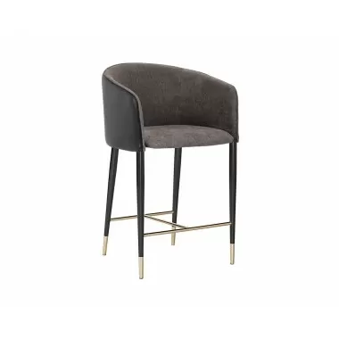 Asher Counter Stool - Sparrow Grey / Napa Black - Angled View