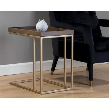 Arden C-shaped End Table - Gold - Raw Umber - Lifestyle
