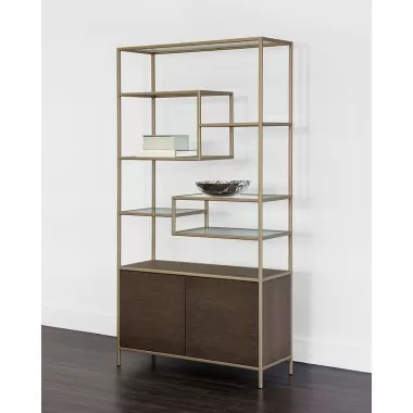 Stamos Bookcase - Gold - Raw Umber - Lifestyle