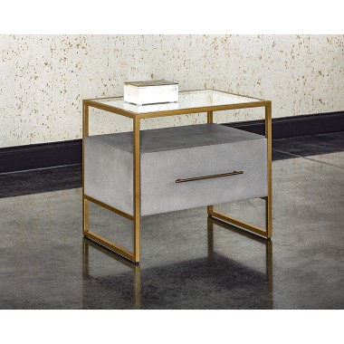  Sunpan Venice Nightstand - Shagreen Leather - Lifestyle
