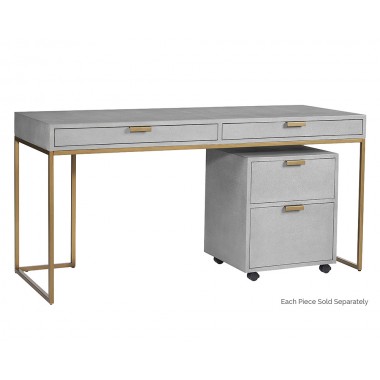 Sunpan Jiro Desk - Shagreen Leather - Front