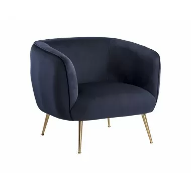 Amara Lounge Chair in Abbington Navy - Angled