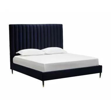 Yosi Bed - King - Abbington Navy - Angled View