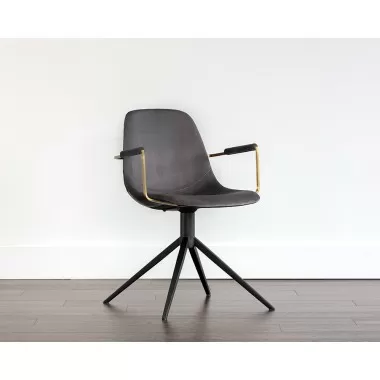 Cassius Swivel Dining Armchair - Slate Tint / Nightfall Black - Lifestyle