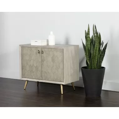 Aniston Sideboard - Small - White Ceruze - Shagreen Leather - Lifestyle Shot