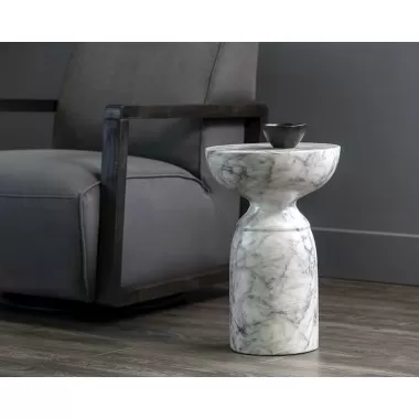SUNPAN Goya End Table - Marble Look - White, Lidestyle