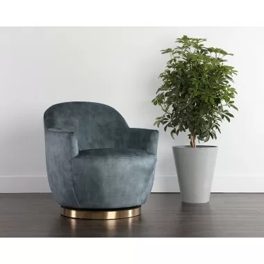 Sunpan Casey Swivel Lounge Chair In Nono Petrol - Lifestyle