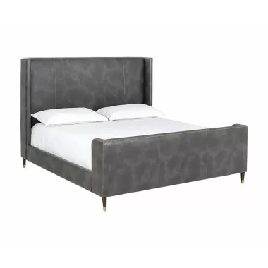 Sunpan Chianti Bed - King - Overcast Grey - Front Side Angle