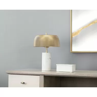 Sunpan Aludra Table Lamp in White Marble and Gold - Lifestyle