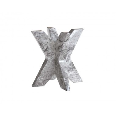 Sunpan Cypher Dining Table Base In Marble Look And Grey - Front Angle