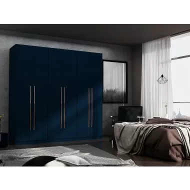 Manhattan Comfort Gramercy Modern Freestanding Wardrobe Armoire Closet in Tatiana Midnight Blue