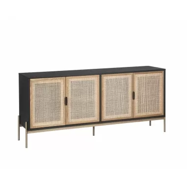 Sunpan Avida Sideboard in Gold And Black/Natural - Large - Angled