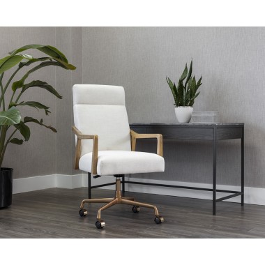 Sunpan Collin Office Chair In Natural And Heather Ivory Tweed - Lifestyle