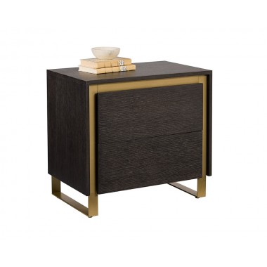 Sunpan Alvaro Nightstand - Angled with Decor