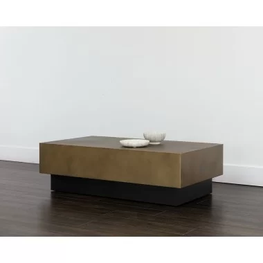 Sunpan Blakely Coffee Table in Antique Brass - Lifestyle