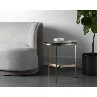 Sunpan Flato End Table - Antique Brass - Lifestyle