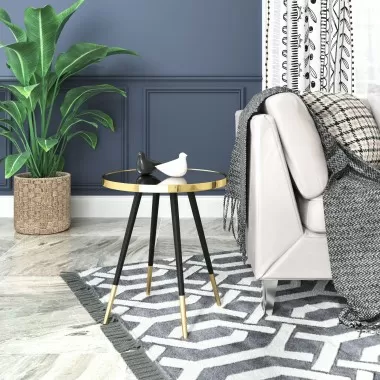 Zuo Modern Particle Side Table Gold and Black - Lifestyle