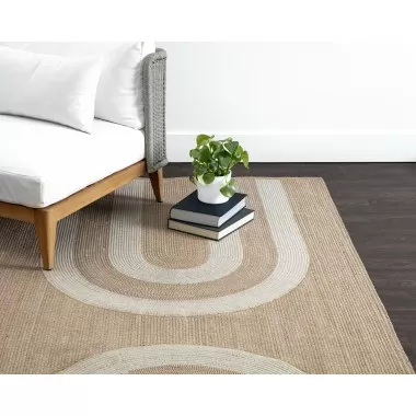 Sunpan Derby Hand-woven Rug In Sand / Cream - Lifestyle
