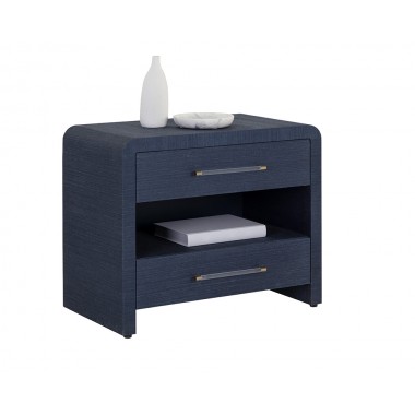 Sunpan Atherton Nightstand in Indigo - Angled with Decor