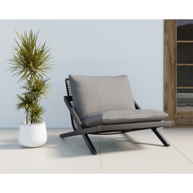 Sunpan Bari Lounge Chair in Charcoal And Gracebay Grey - Lifestyle 