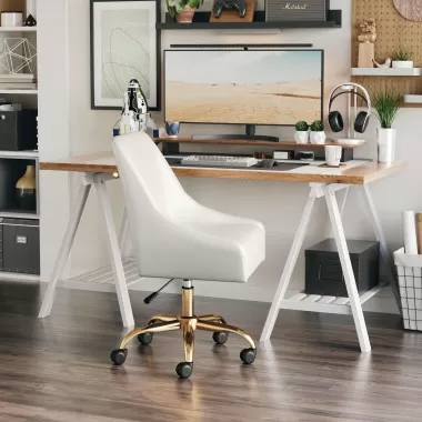 Zuo Modern Madelaine Office Chair in White and Gold - Lifesytle 1