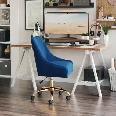 Zuo Modern Madelaine Office Chair Navy Blue and Gold - Lifestyle 2