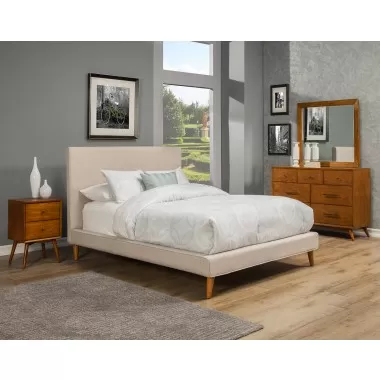  Alpine Furniture Britney California King Bed in Light Grey - Lifestyle