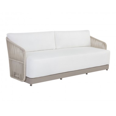 Sunpan Allariz Sofa in Greige and Stinson White - Front Side Angle