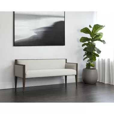 Sunpan Babel Bench in Cube Mist Grey - Lifestyle
