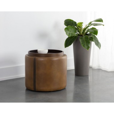 Sunpan Borelli Storage Ottoman - Tobacco Tan / Autumn Chestnut - Lifestyle