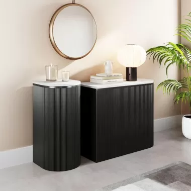 Zuo Modern Ormara Console Table Set in White and Black - Lifestyle