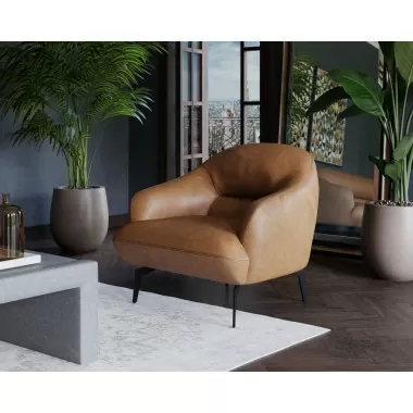 Sunpan Armani Armchair in Cognac Leather - Lifestyle