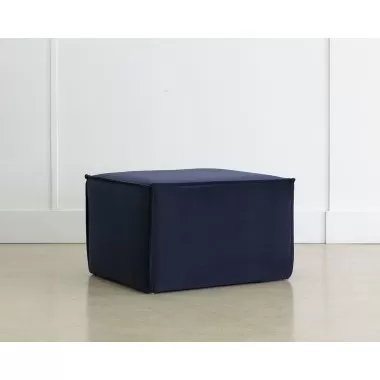 Sunpan Calista Ottoman In Abbington Navy - Angled