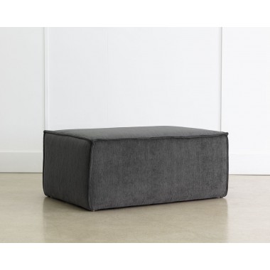 Sunpan Calista Ottoman In Navarro Pewter - Angled